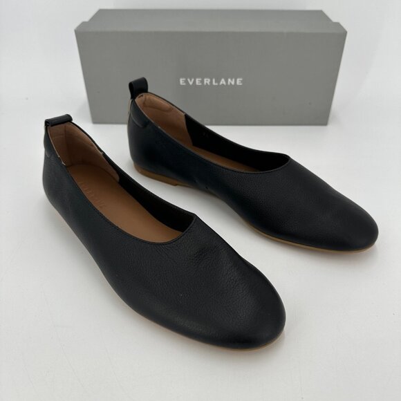 Everlane The Italian Leather Day Glove Flats in Black size 9 Women's Career nib - Picture 1 of 6